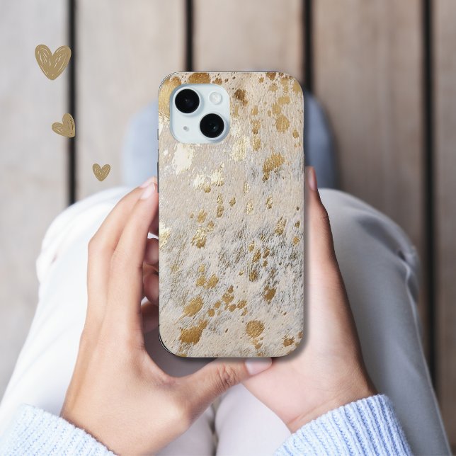 Guld Cowhide Print Metallic iphone case Case-Mate iPhone Skal (metallic gold cowhide iPhone case)