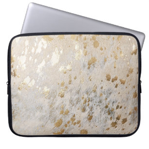 Guld Cowhide Print Metallic Laptop sleeve