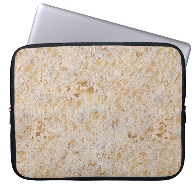 Guld Cowhide Print Metallic Laptop sleeve (Framsidan)