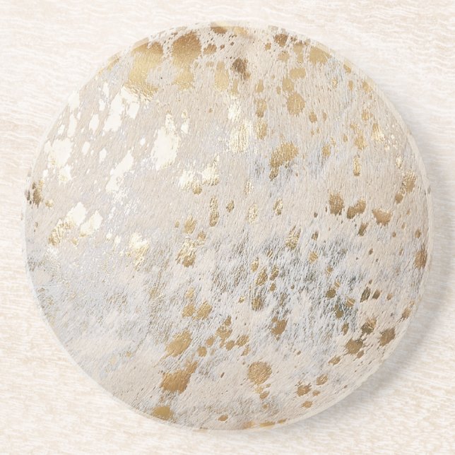 Guld Cowhide Print Metallic Underlägg (Framsidan)