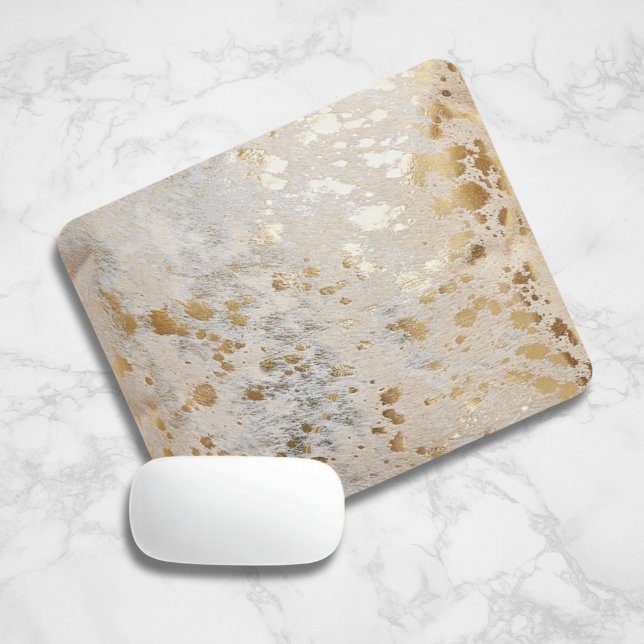 Guld Cowhide Skriv ut metallic Mouse Pad Musmatta (gold hide cow skin Gold Cowhide Print Metallic Mouse Pad)
