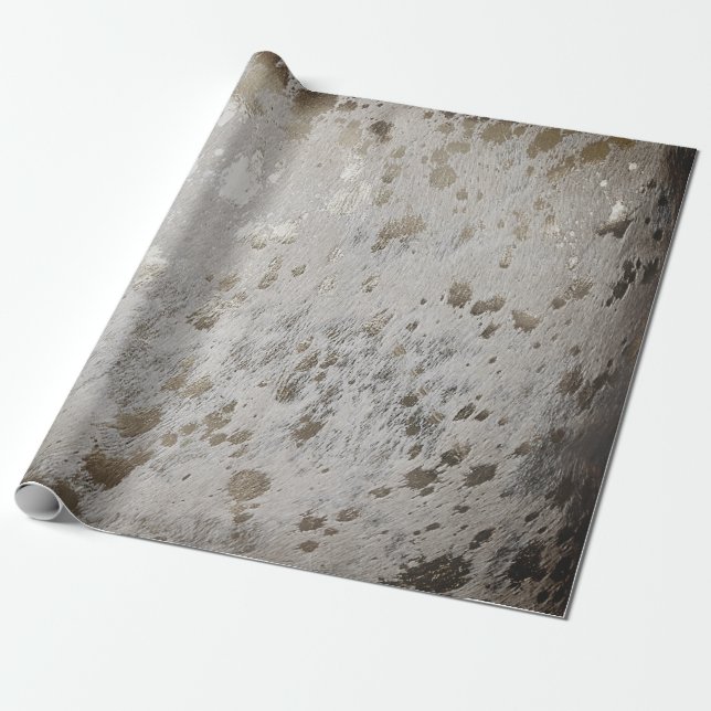 Guld Cowhide Skriv ut papper metallförpackning Presentpapper (Utrullad)