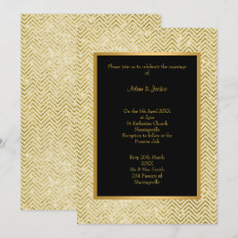 GULD CREAM BLACK CHEVRON WEDDING INVICATION INBJUDNINGAR