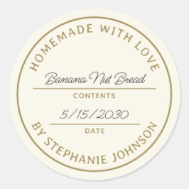 Guld Cream för-produkt i Namn Runt Klistermärke