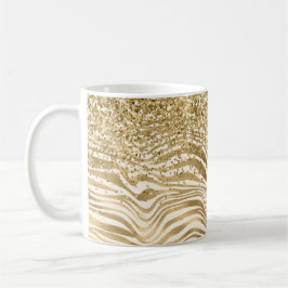 Guld Cream Glitzy Glitter Zebra tryck     Kaffemugg