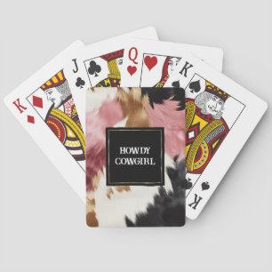 Guld Cream Rosa Black Cowgirl Cowhide Casinokort