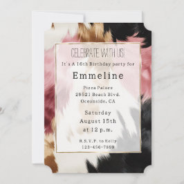 Guld Cream Rosa Black Cowgirl Cowhide Inbjudningar