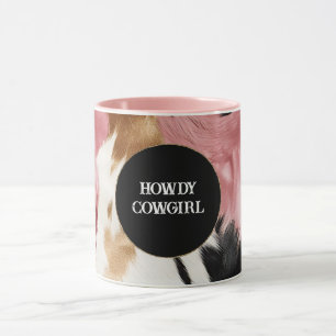 Guld Cream Rosa Black Cowgirl Cowhide Mugg