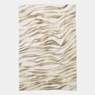 Guld Cream Zebra tryck Kökshandduk