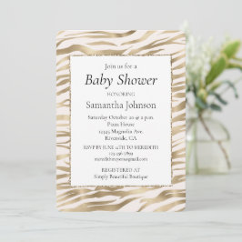 Guld Creme Zebraprint Inbjudningar