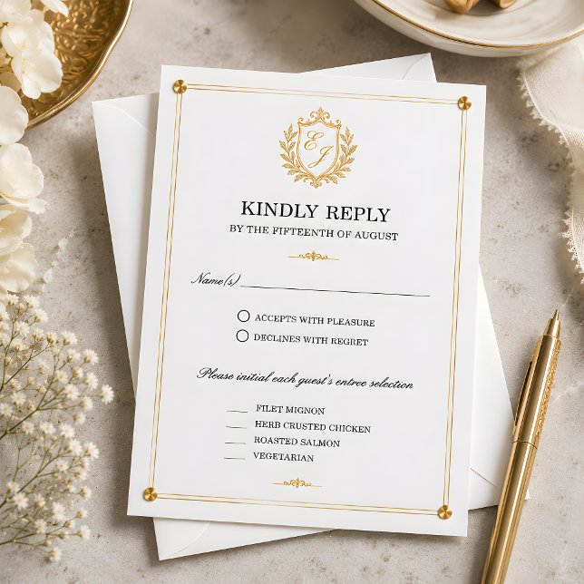 Guld Crest RSVP-kort OSA Kort (Gold Crest RSVP Card)