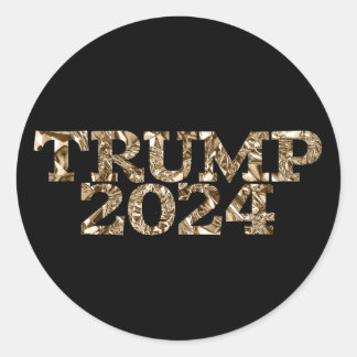 Guld Crinkled Foil Trump 2024 on Black Runt Klistermärke
