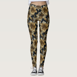 Guld Crossfit Amaryllis Blommig Bröllopsfest  Leggings