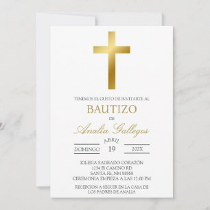 Guld Crucifix - inbjudan till spansk baptism