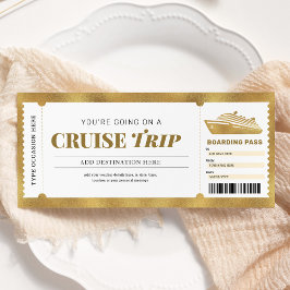 Guld Cruise Boarding Pass Travel Biljett Voucher Inbjudningar