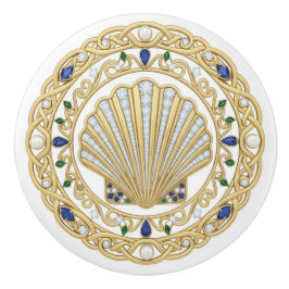 Guld Crystal Havsskal Skal 2D-grafik ädelstenar Knopp