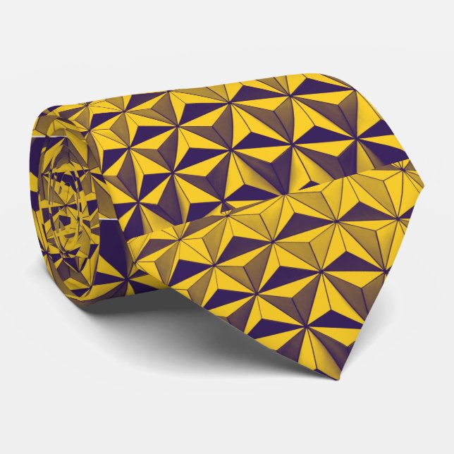 GULD CUBIC TRIANGLE ABSTRAKT ART NECK TIE SLIPS (Rullad)