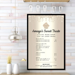 Guld Cupcake Glitter Drips Bageri Konditor Meny Poster