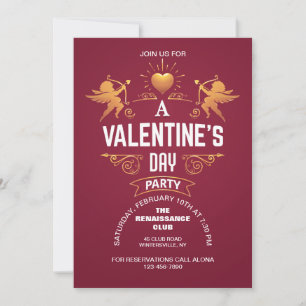 Guld Cupids Valentines inbjudan