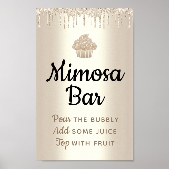 Guld Cuptårta Glitter Drip Bakery Chef Anpassnings Poster (Framsidan)