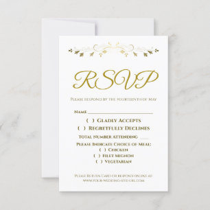 Guld Curly Filigree Gräns Elegant bröllop OSA Kort