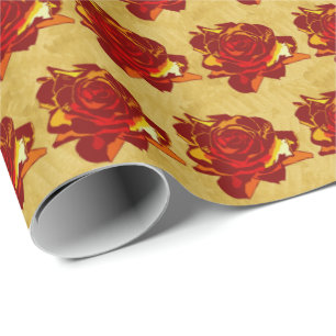 Guld Cute Gift Wrapping Papprare Röd ros Presentpapper
