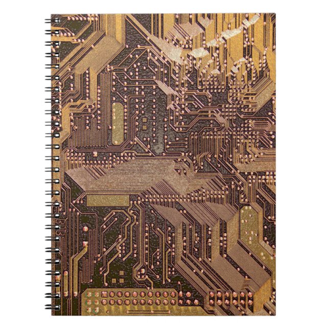 Guld Cyber Circuit Board Tech Art Electronics Anteckningsbok (Framsidan)