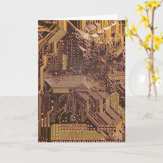 Guld Cyber Circuit Board Tech Art Electronics Kort (Gul blomma)