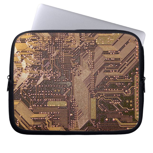 Guld Cyber Circuit Board Tech Art Electronics Laptop Fodral (Framsidan)