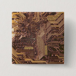 Guld Cyber Circuit Board Tech Electronics Knapp