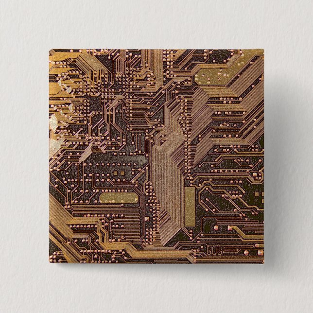Guld Cyber Circuit Board Tech Electronics Knapp (Framsida)