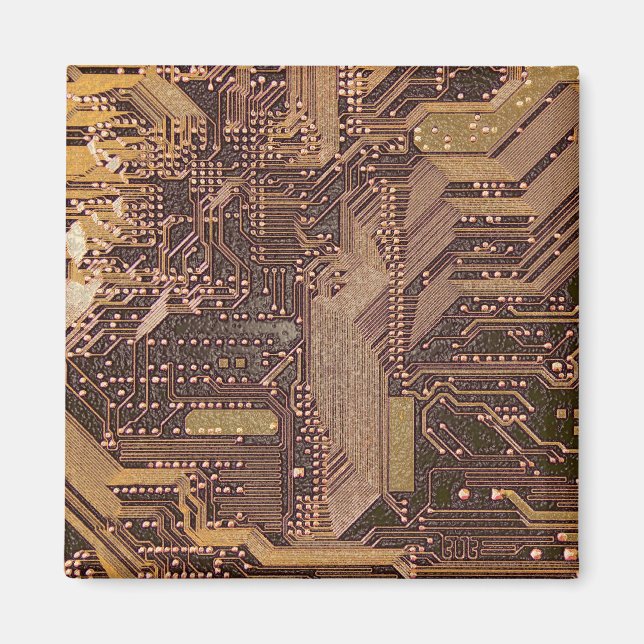 Guld Cyber Circuit Board Tech Electronics Magnet (Framsidan)