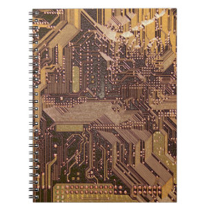 Guld Cyberkretskort Teknisk Konst Elektronik Anteckningsbok