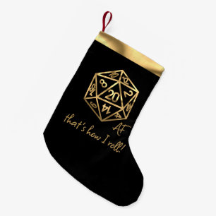 Guld D20 Crit AF   Tabletop Dice - Hur jag rullar Liten Julstrumpa