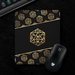 Guld D20 Mönster | Tabletop Role Player Dice Musmatta