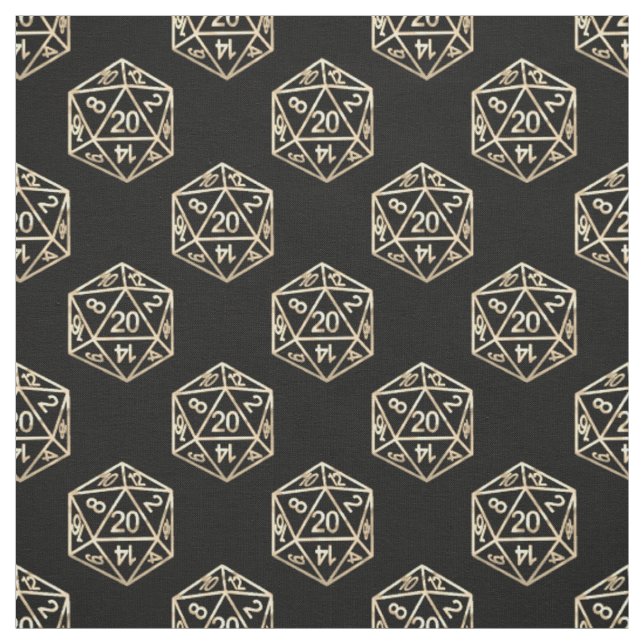 Guld D20 Mönster | Tabletop Role Player Dice Tyg (Provkarta)
