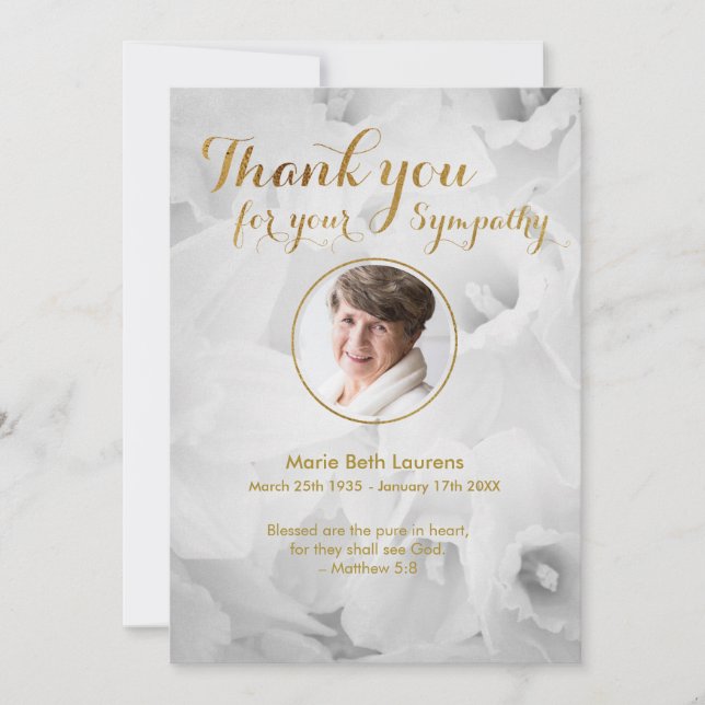 Guld Daffodils Sympati Tack för att du fick ett ko (Framsida)