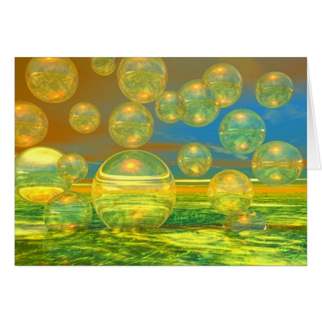 Guld- dagar - gult- & AzureTranquilitykort Hälsningskort (Framsidan Horizontal)