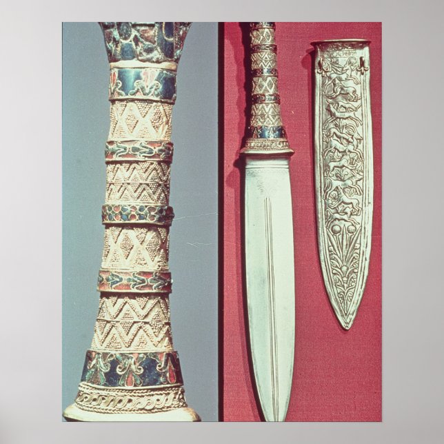 Guld dagger och sheath, Tutankhamun-skatt, c.13 Poster (Framsidan)