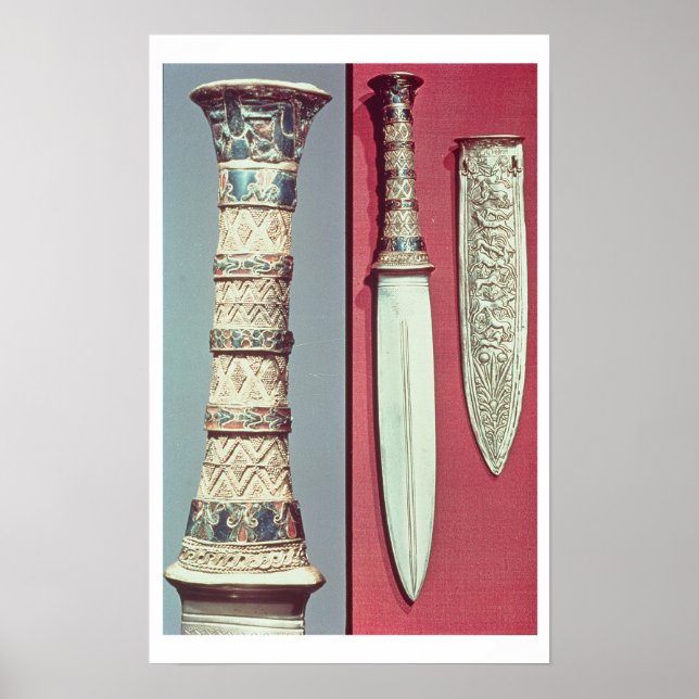 Guld dagger och sheath, Tutankhamun-skatt, c.13 Poster (Framsidan)