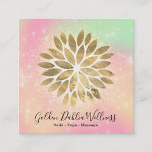 *~* Guld Dahlia Pastel Peach Gult Grönt AP2 Fyrkantigt Visitkort