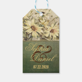 Guld Daisy med Märkre med släktet Bröllop Presentetikett