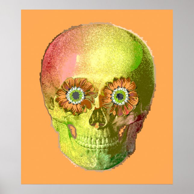 Guld Daisy Skull Poster (Framsidan)