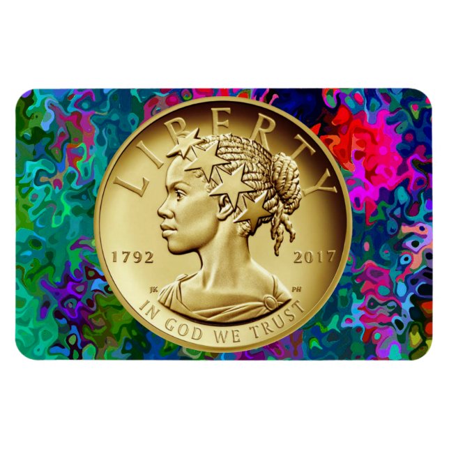 GULD DAM LIBERTY COIN MAGNET (Horisontell)