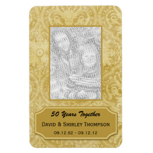 Guld Damask 50-årsjubileum Foto Magnet