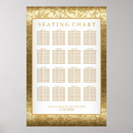 Guld Damask and White - Sittdiagram Poster