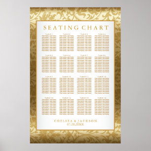 Guld Damask and White - Sittdiagram Poster