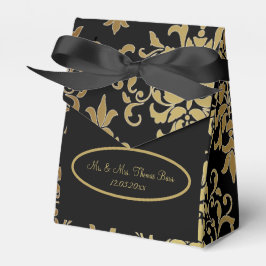 Guld Damask Black Script Bröllop Elegant Presentaskar