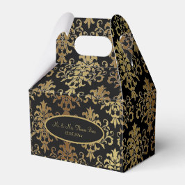 Guld Damask Black Script Bröllop Elegant Presentaskar