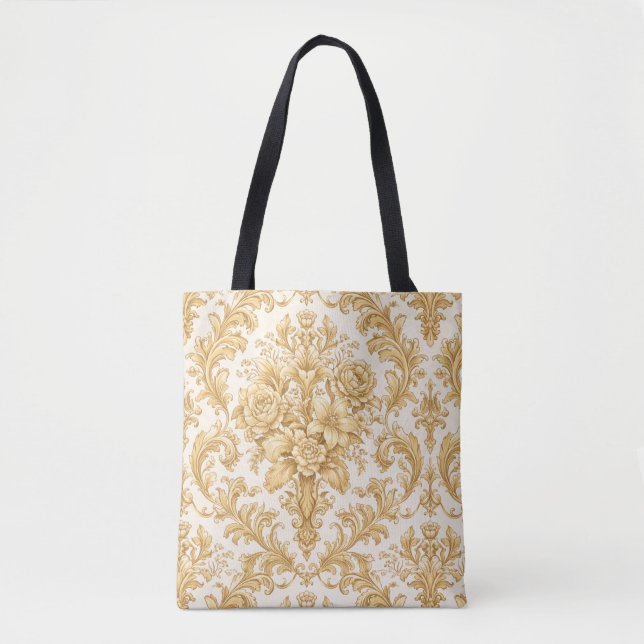 Guld Damask Blommig Tygkasse (Framsida)